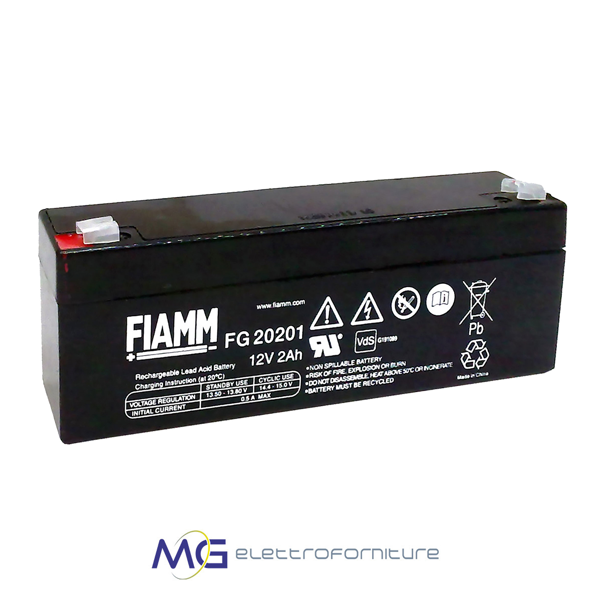 FIAMM FG20201 Batteria al piombo ermetica ricaricabile 12V 2Ah