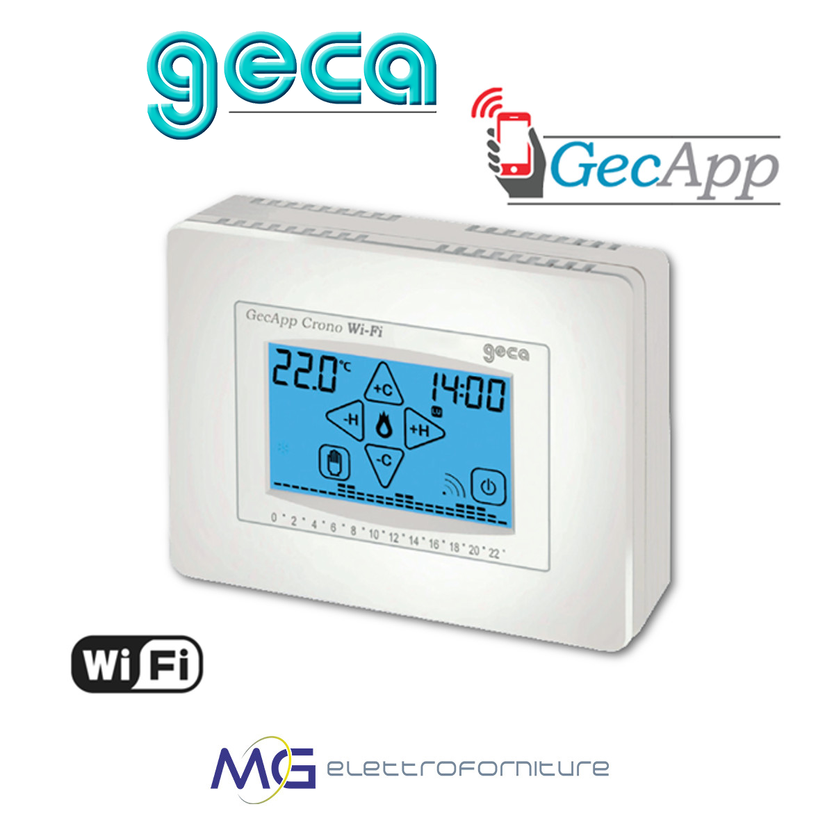 GECA GECAPP WiFi cronotermostato settimanale con display touch screen 230V  - Vendita Online Materiale elettrico, antifurti, videosorveglianza - Mg  Elettroforniture