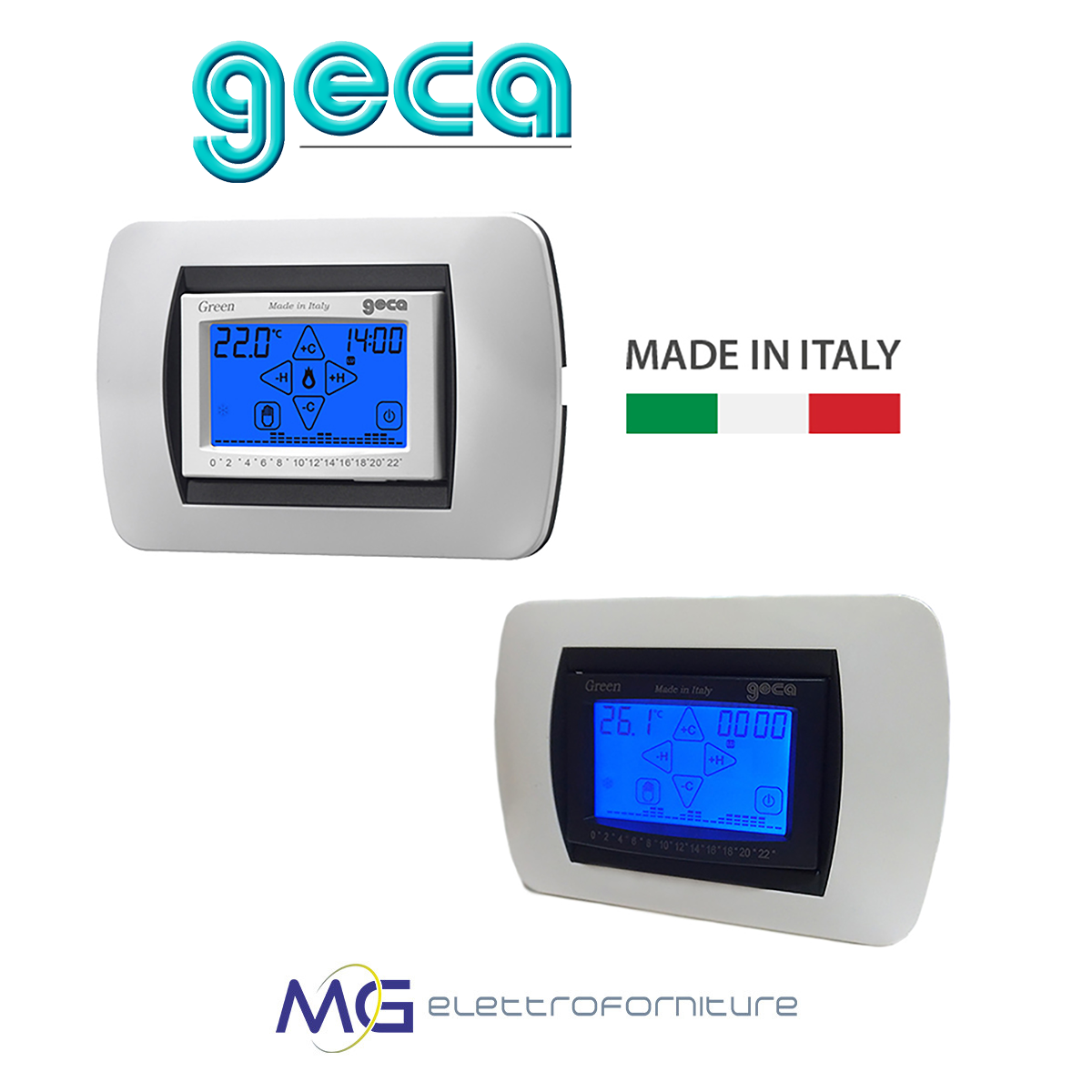 GECA GREEN 230 Cronotermostato digitale settimanale con display touch  screen da incasso 230V