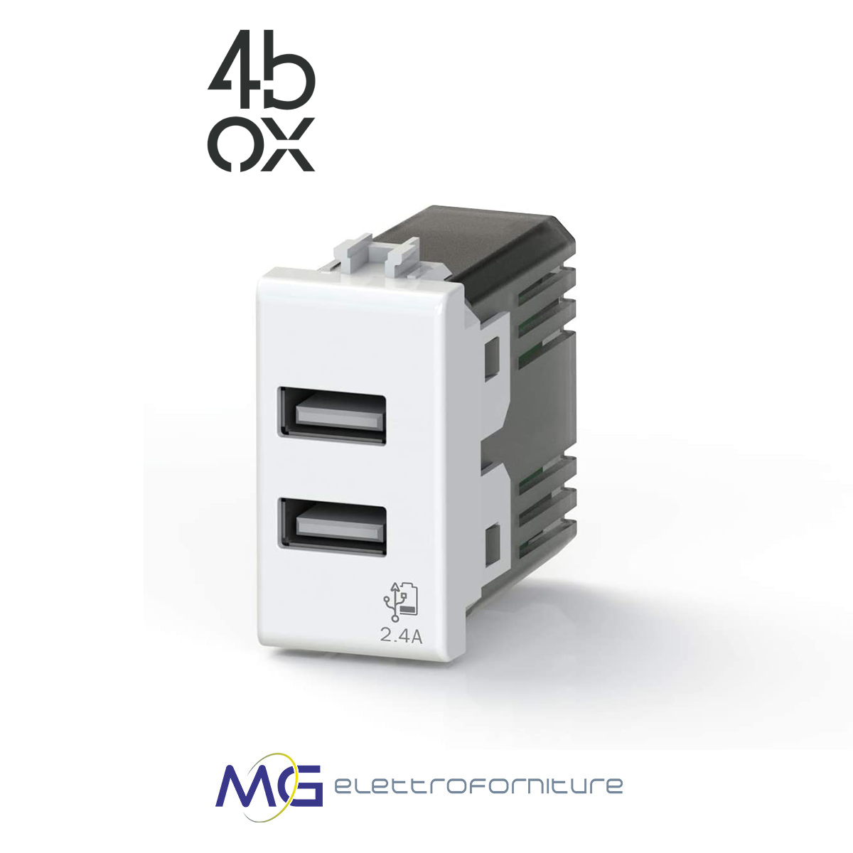 4Box 4B.V14.USB.24 Alimentatore 2 USB tensione 5Vdc 2.4 A compatibile VIMAR  PLANA bianco - Vendita Online Materiale elettrico, antifurti,  videosorveglianza - Mg Elettroforniture